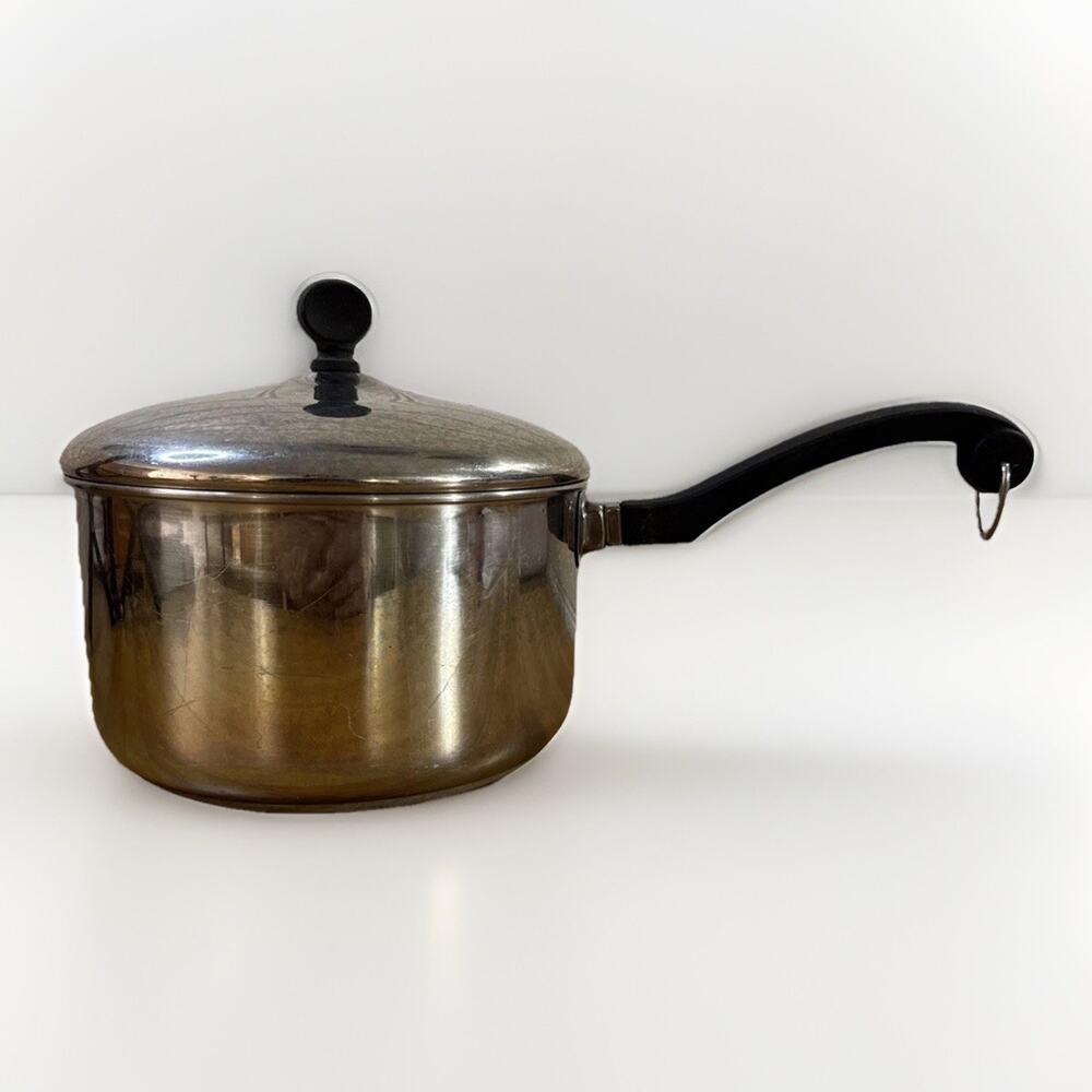Vintage Farberware 3 QT Saucepan Pot W/ Lid Stainless Steel Aluminum Clad